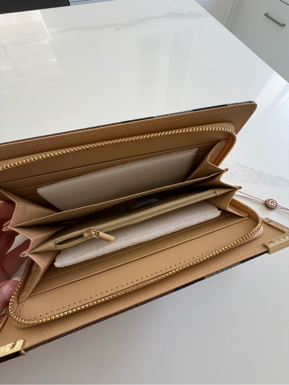 Classic Plaid Zip-Around Wallet - Brown - Picture 5 of 9